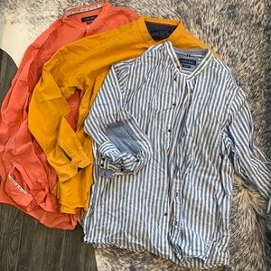 3 Zara Mens Mandarin Collar Dress Shirts Casual Button Down Size XL